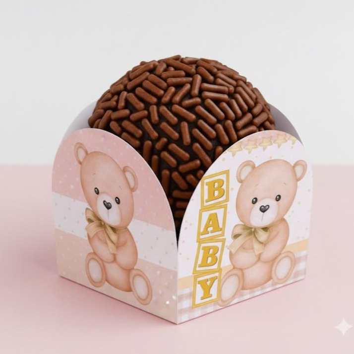 100 Forminhas chá revelação, ursinho, forminha de Brigadeiro 4 Pétalas Festa Aniversários Fominhas para Doces