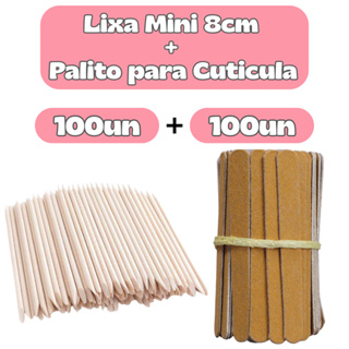 100 Mini Lixas Pardas + 100 Palitos Cutícula Higiene Salão Nail Design em Oferta na Shopee