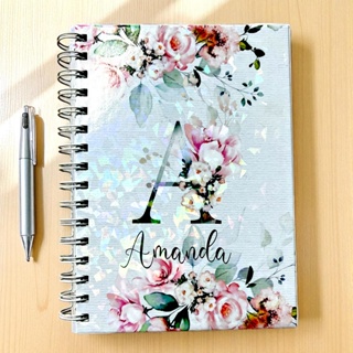 Caderno Floral Personalizado A5 - Personalize Com a Inicial e o Nome em Oferta na Shopee