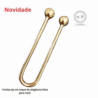 Fivela Metal Modelo U com Bola ponta cor dourado pacote 1 ou 6 peças em Oferta na Shopee