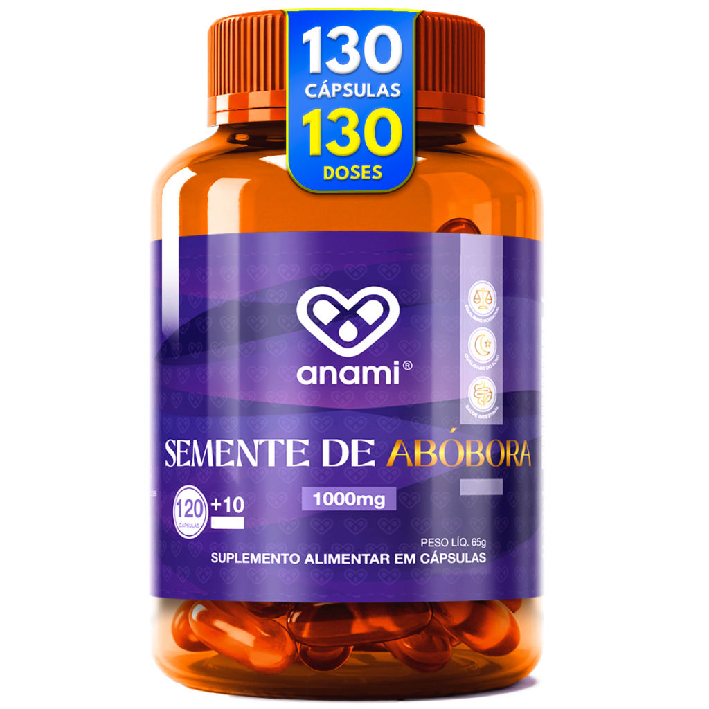 Óleo de Semente de Abóbora 1000mg 130 Cápsulas | Suplemento Natural em Cápsulas Gel