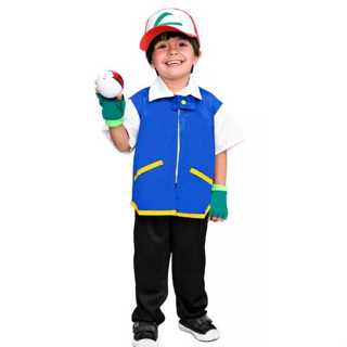 Fantasia Infantil Colete do Ash de Pokemon em Oferta na Shopee