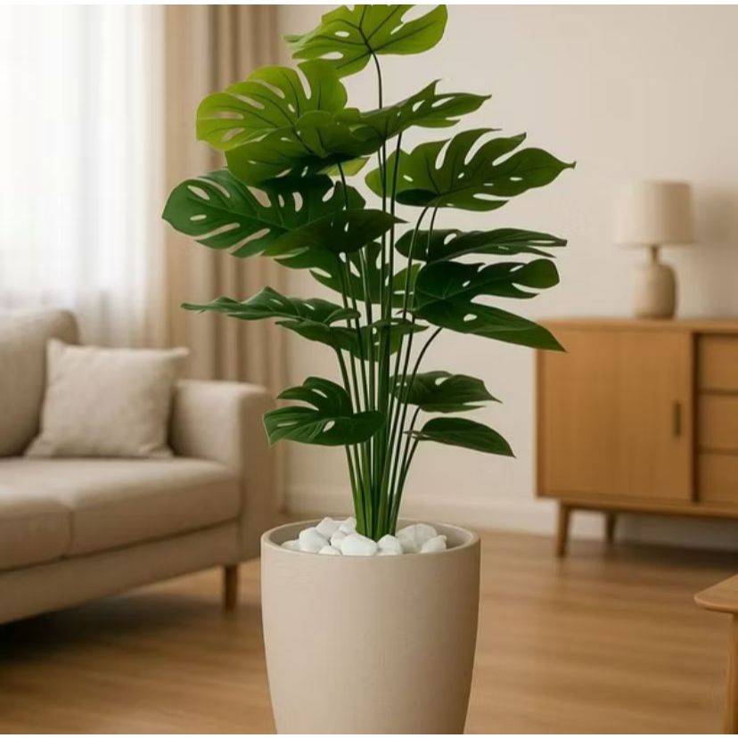 Planta Arranjo Artificial Costela de Adão E Vaso Grande Polietileno Decoração Sala Escritório Casa em Oferta na Shopee