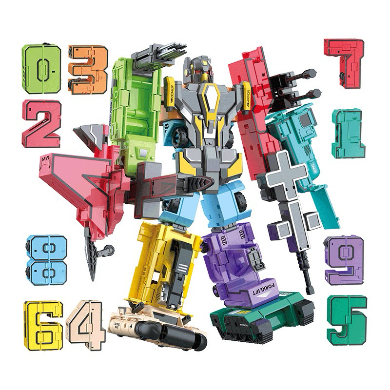 Brinquedo Transformers Educativo 15 Números e Símbolos Robô de Montar Deformação Ação Infantil – Puzzle Didático em Oferta na Shopee