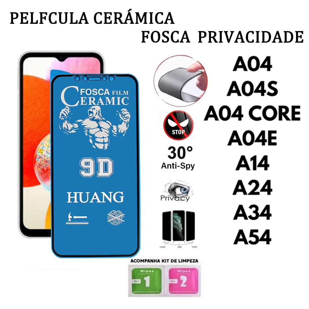 Pelicula de Ceramica 9D Privacidade  Fosca Anti Spy  Para Samsung A04 A04S A04 CORE A14 A24 A34 A54 em Oferta na Shopee