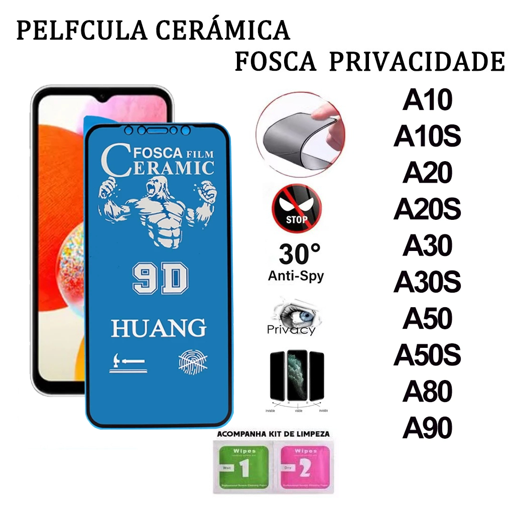 Pelicula de Ceramica 9D Privacidade  Fosca Anti Spy Para Samsung A10 A20 A30 A50 A80 A90