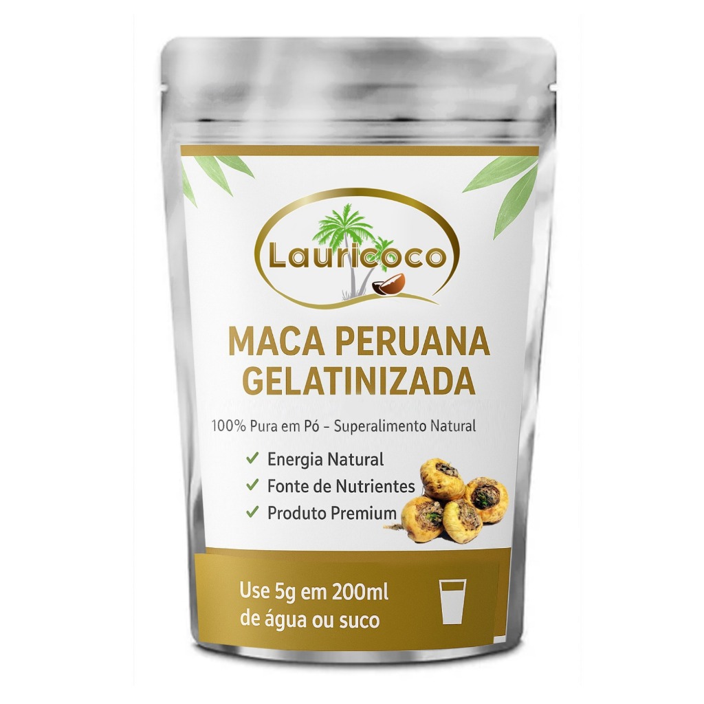 Maca Peruana em Pó Gelatinizada 100% Pura C/Laudo - LAURICOCO.