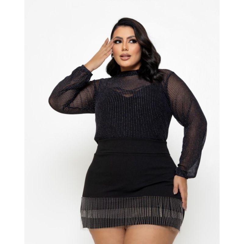 Modelo no conjunto ou avulso moda plus size feminina REF 56 franja