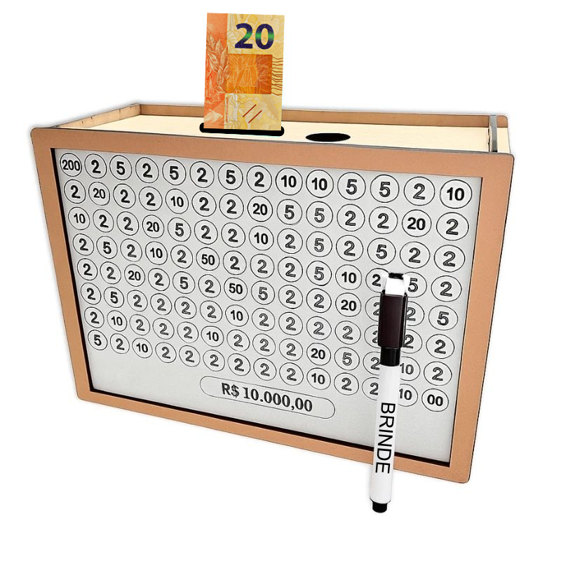 Cofre MDF Desafio 10mil/5mil/1mil Caixa Dinheiro Cofrinho De Madeira Método Japonês Escolha Sua Meta em Oferta na Shopee