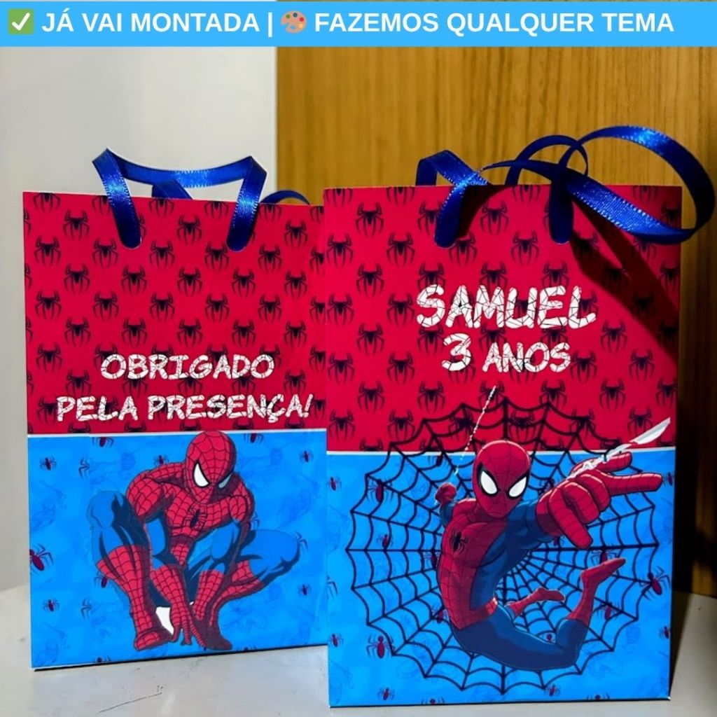 Sacolinha Surpresa Personalizada Homem Aranha Festa Infantil | Lembrancinha Aniversário Criança Tema