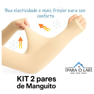 Kit c/ 1 ou 2 Pares Manguito Proteção Solar UV Fina Braço Seda Masculina Feminina Respirável 40cm em Oferta na Shopee