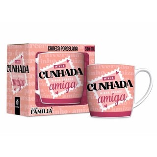Caneca de porcelana personalizada cunhada 300ml para presente com frase café chá leite rosa com alça na caixa xícara