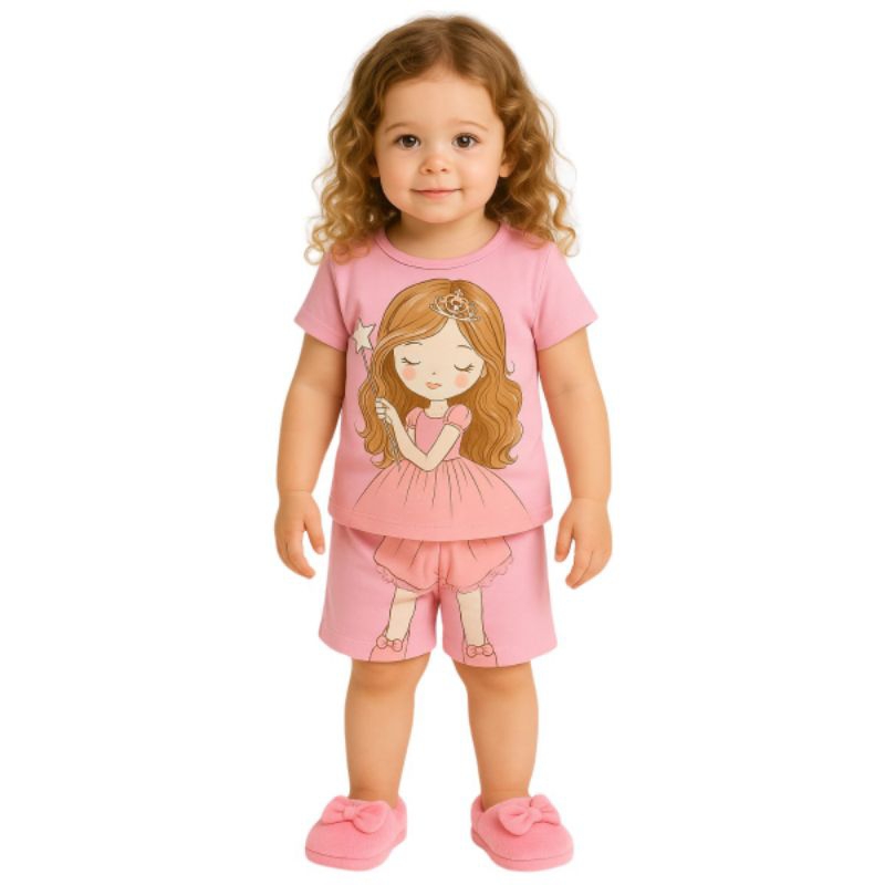 Pijama infantil verão Menina Kiko e Kika Tamanho 2 12645