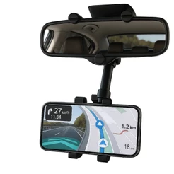 Suporte celular carro giratório e retrátil -para espelho retrovisor ajuste de rotação de 360 ​​graus