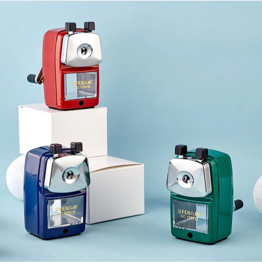 Apontador de Mesa Manual para Lapis com Manivela e Deposito Coletor