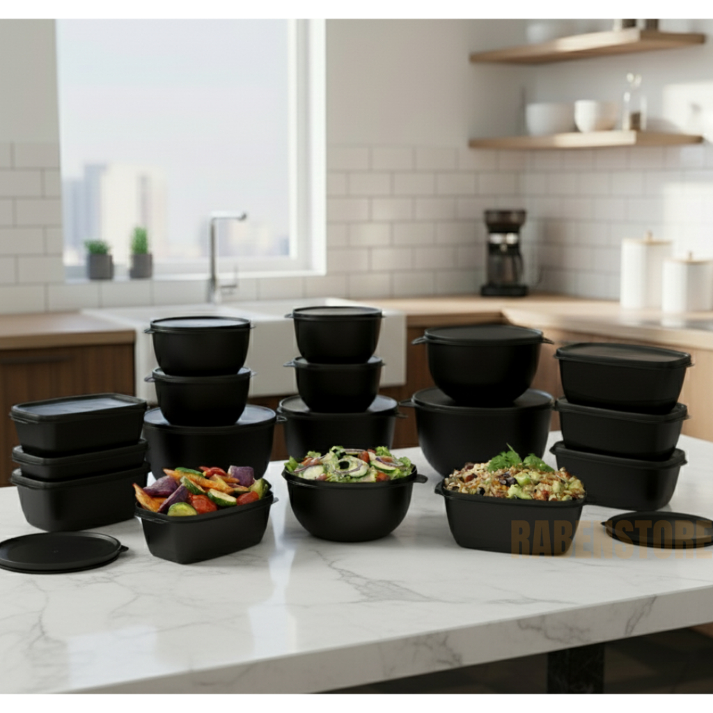 Kit 15 Potes Herméticos de Plástico com Tampa  Ultra Resistentes para Alimentos