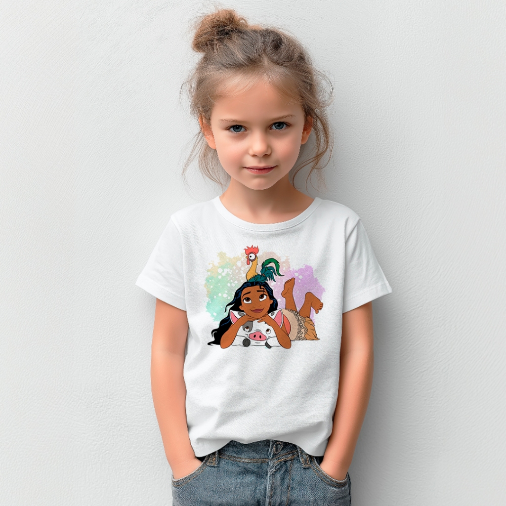 Camiseta Princesa Moana Disney Camisa Estampada Adulto Infantil Baby Look Estilosa