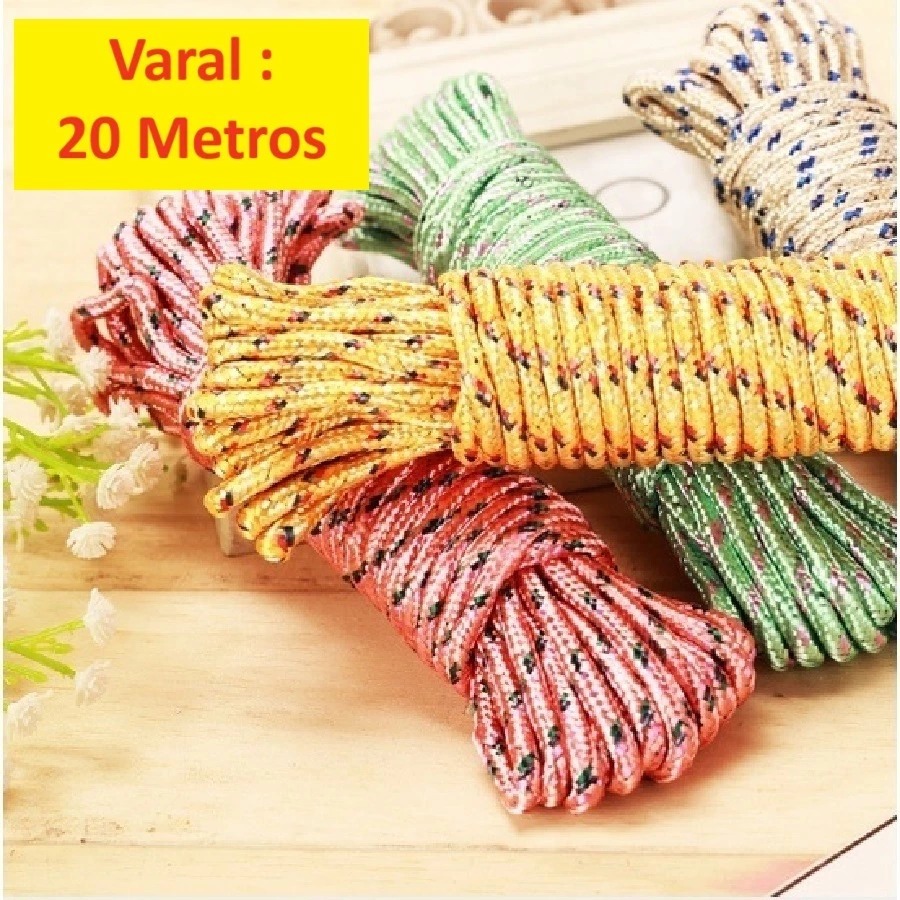 KIT Corda multiuso 20 metros super resistente para varal amarração em geral para teto parede em nylon em Oferta na Shopee