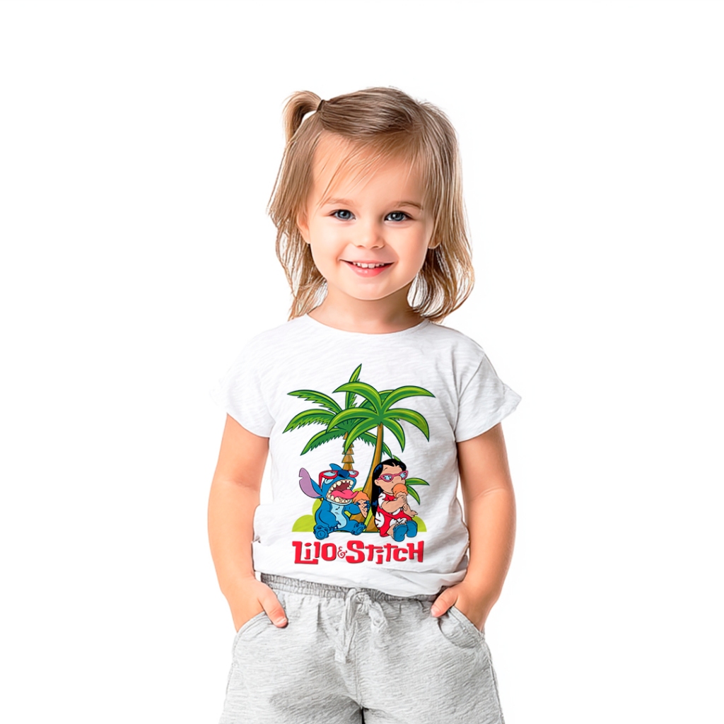 Camiseta Lilo e Stitch Disney Camisa Estampada Baby Look Infantil Juvenil Adulto Estilosa