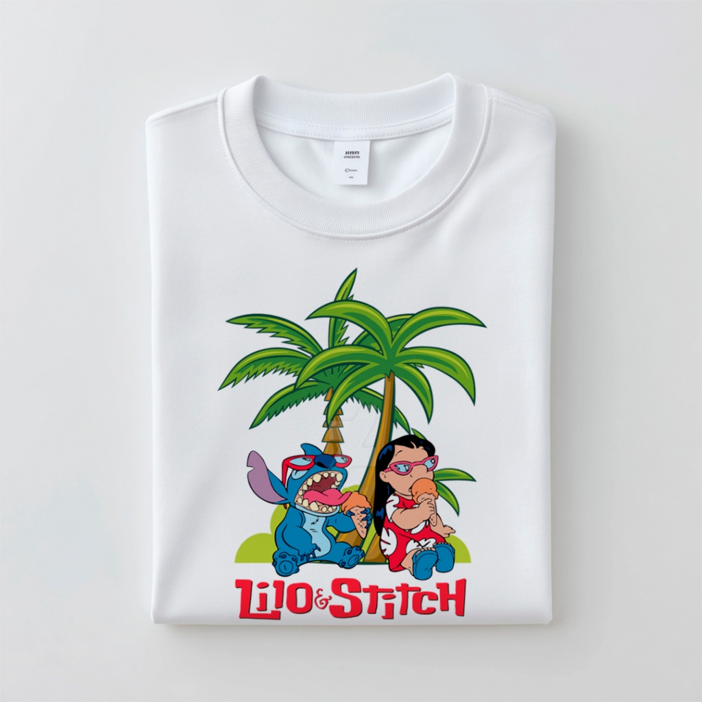 Camiseta Lilo & Stitch Camisa Estampada Personagem Disney Baby Look Adulto Infantil Unissex