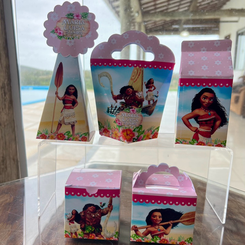 Moana - Kit Festa Personalizada - Caixinhas Personalizadas (PAPEL FOTOGRÁFICO 180G) - lembrancinha aniversário infantil