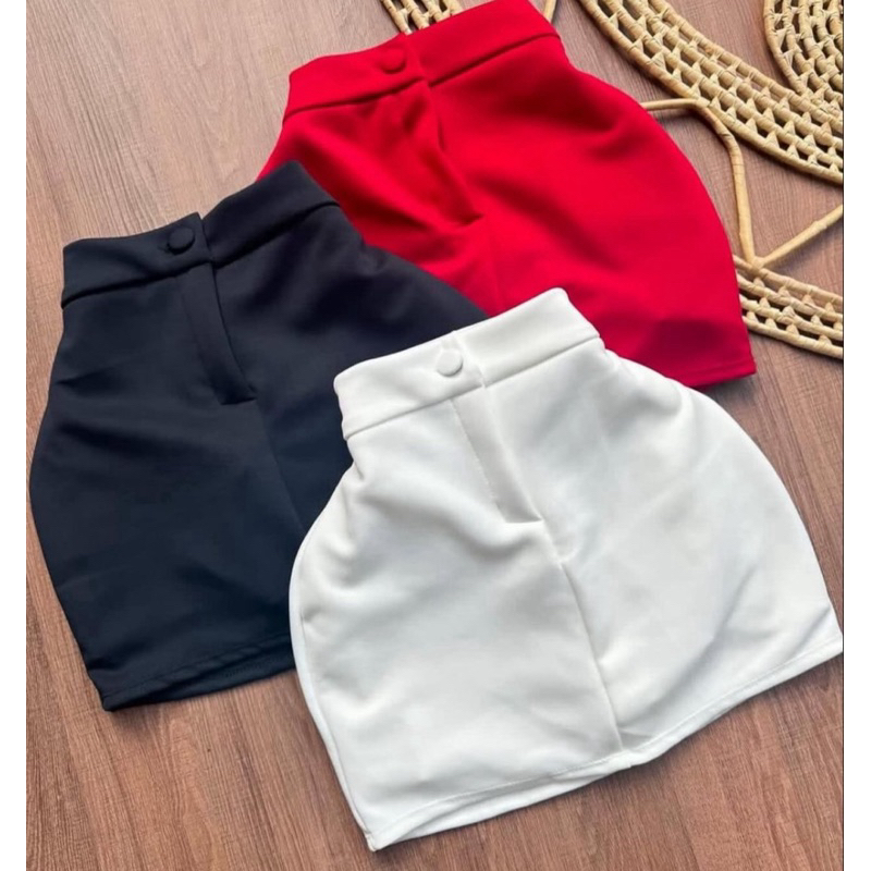 Short Saia Feminino de botão Tecido Neoprene Forrado Não Transparece  tendência verão em Oferta na Shopee