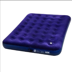 Colchão Inflável Solteiro Casal MOR Inflador Acoplado Embutido Acampamento Viagem Azul + Kit Reparo