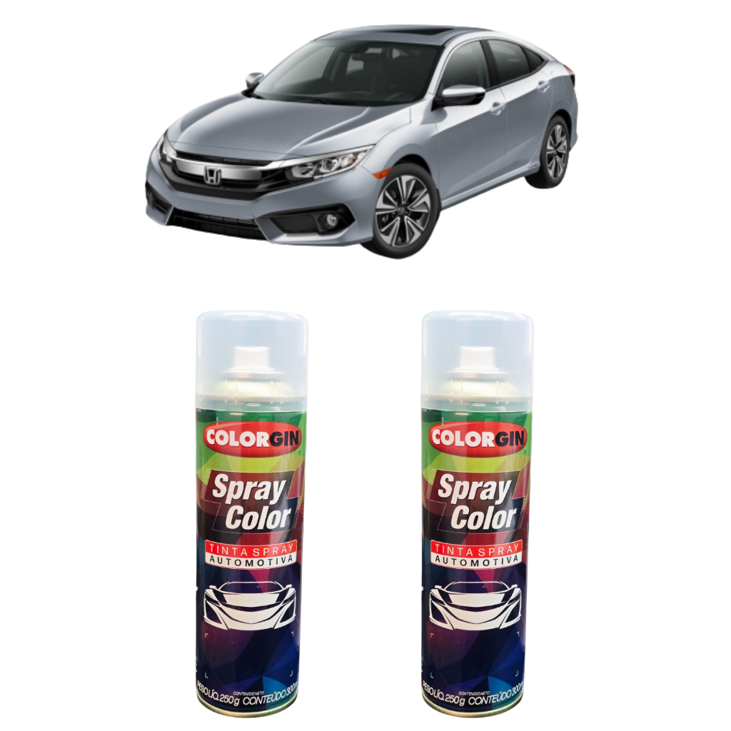 Tinta Spray Automotiva Honda Cinza Iridium + Spray Verniz 300ml