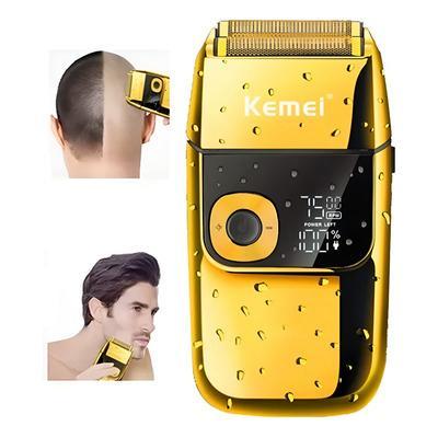 Barbeador Shaver Elétrico Kemei KM-2028 Máquina de Barbear Com Display LCD a Bateria - Bivolt