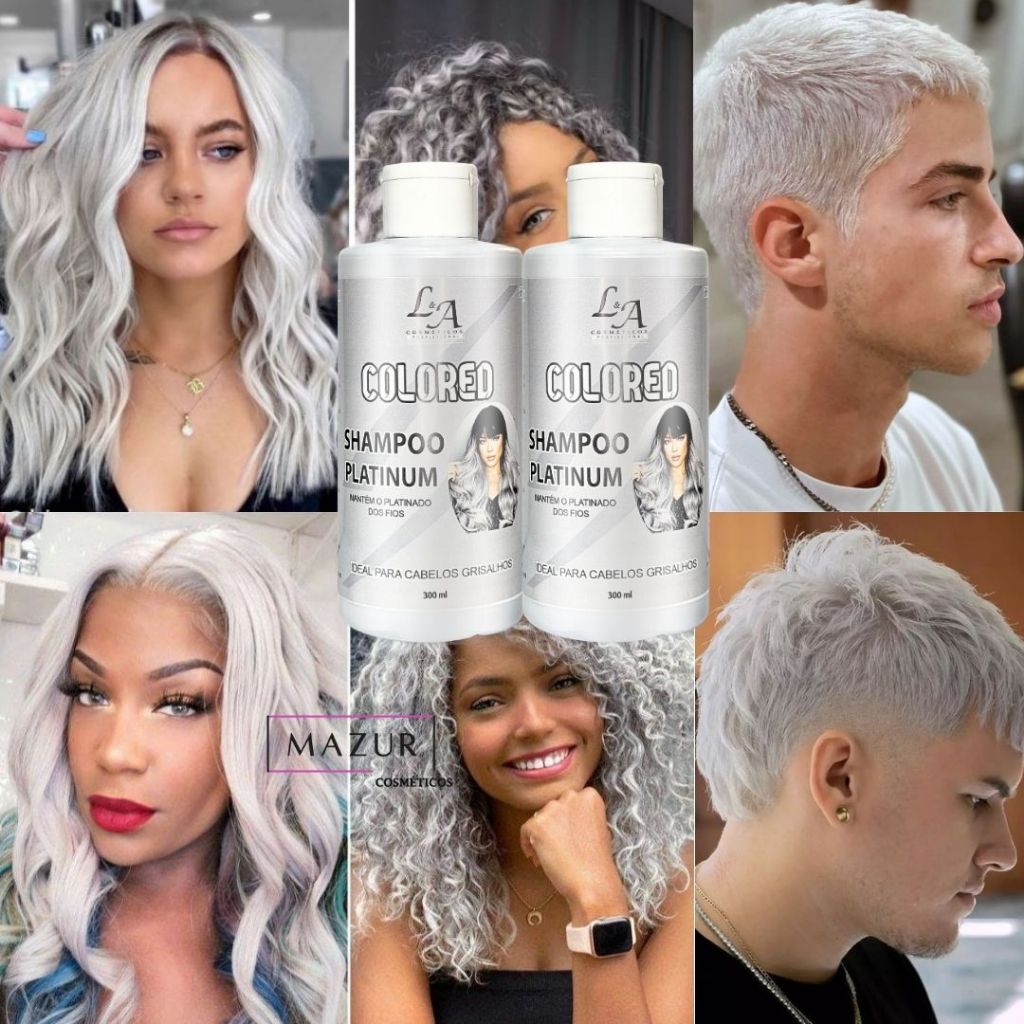 Shampoo Matizador Platinum Efeito Platinado - S/ Amônia - Resultado 100% Natural La cosméticos 300ml — imagem 2 de 2