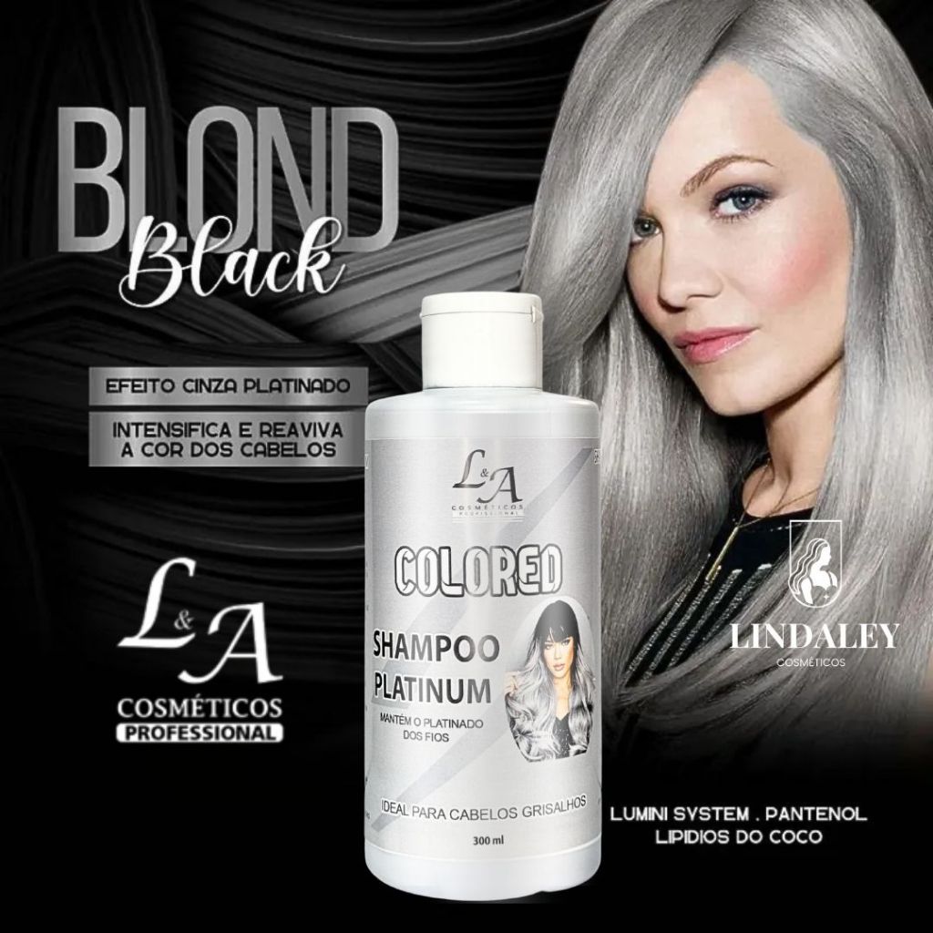 Shampoo Matizador Platinum Efeito Platinado - S/ Amônia - Resultado 100% Natural La cosméticos 300ml em Oferta na Shopee
