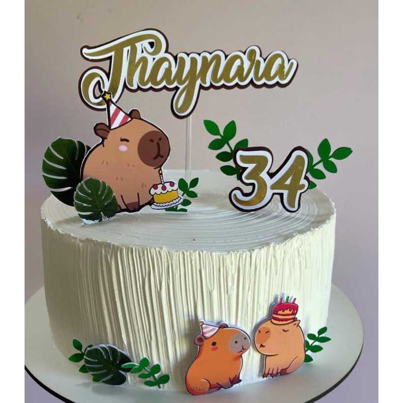 Topo de Bolo Capivara – Personalizado com Nome e Idade - Topo Bolo Capivara - Decoração Capivara em Oferta na Shopee