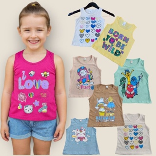 Kit 5 camiseta Infantil menina Estampada Variadas Cores e Modelos – Tamanhos 2 4 6 8 anos em Oferta na Shopee