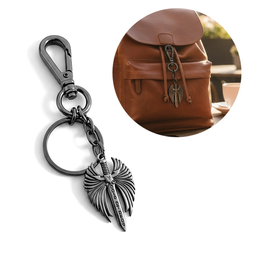 Chaveiro Bolsa Porta Chaves Arcanjo São Miguel Espada Angelical Aço Onix Grafite