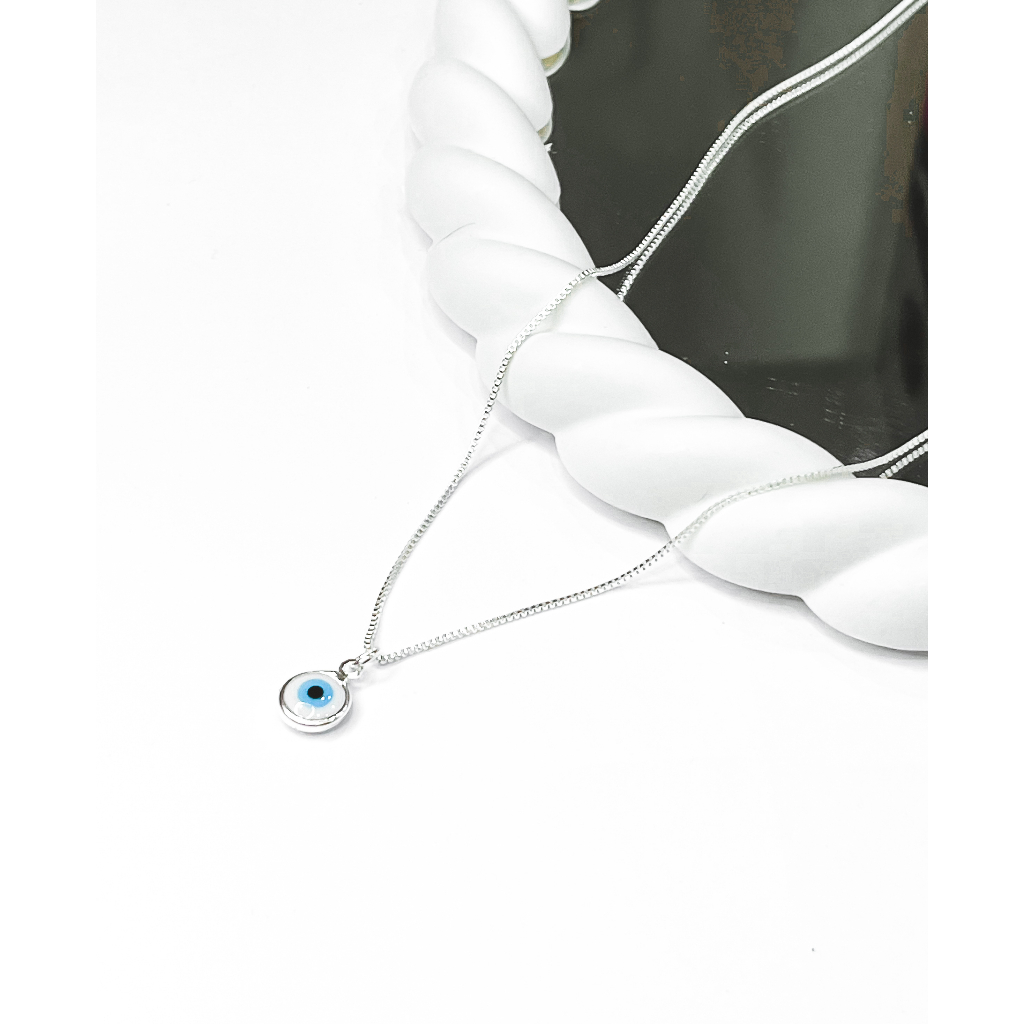 Colar Proteção Olho Grego Folheado a Prata 925 Corrente Veneziana  Presente Significativo em Oferta na Shopee