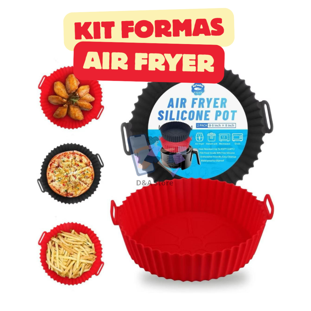 Forma de Silicone Air Fryer Antiaderente Reutilizável Forno Microondas Fritadeira Assadeira Flexível