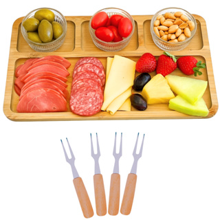 Tábua de Frios Petisqueira de Bambu Kit Petisqueira Mesa Posta 5 Peças em Oferta na Shopee