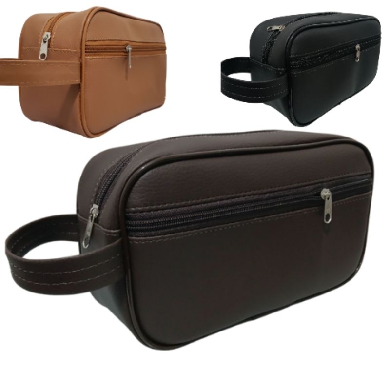 KIT De 3 peças/Necessaire Bolsa de mão Organizadora  de viagem  Feminina Masculino em couro sintético