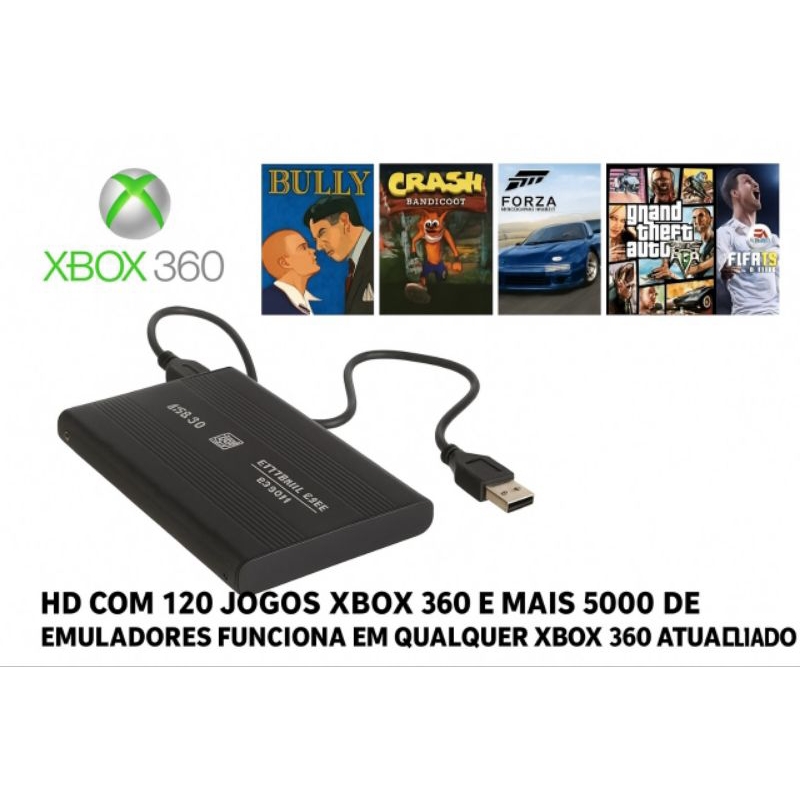 HD ou pen drive para Xbox 360 com 40/120 jogos e 4000/7000 de emuladores