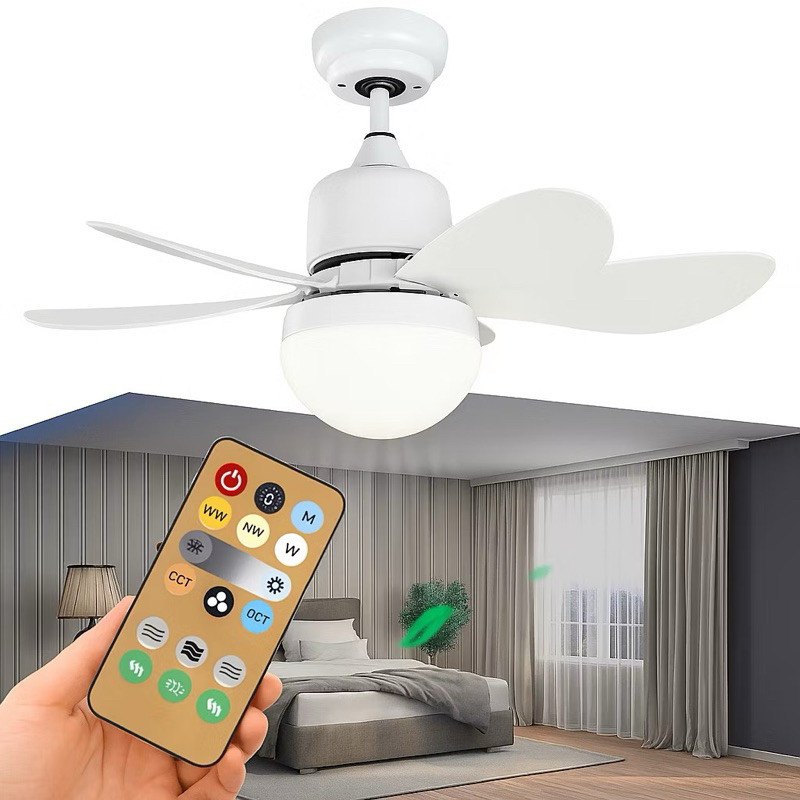 Ventilador de teto Com Luz Led Branco Frio para Pequenos Espaços (6 Hélices) Controle Remoto 60w E27 Bivolt 110V-220V
