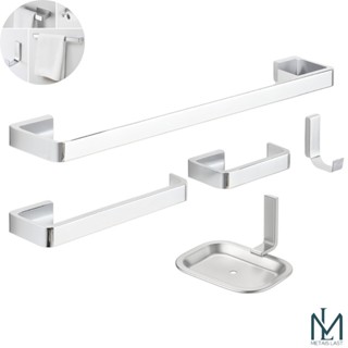 Kit Acessórios Luxo 5 Peças Para Banheiro Quadrado Metal Cromado em Oferta na Shopee