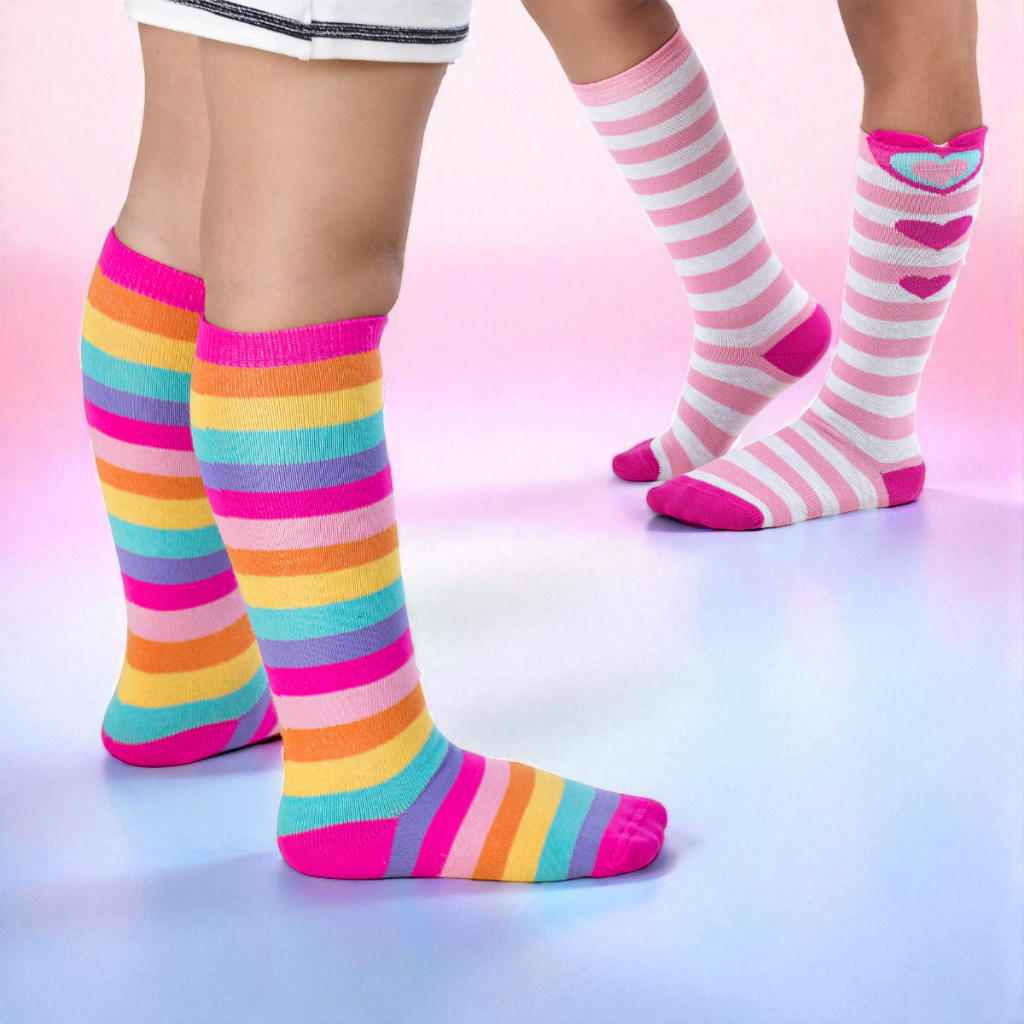 Meia 3/4 Infantil colorida até o joelho para usar com Galochas em Oferta na Shopee