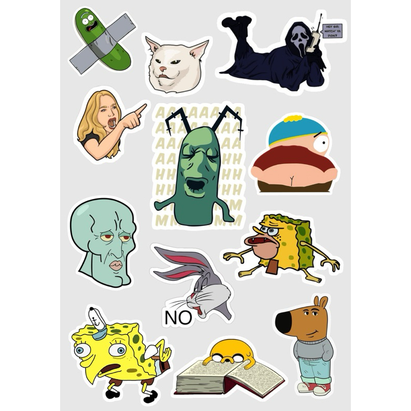 Kit 12 Adesivos memes Bob esponja Pânico rick and morty South Park Adesivo Decorativo