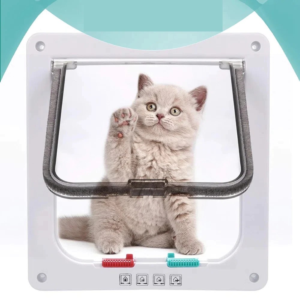 SNUG Porta grande do gato, porta da aleta do gato de bloqueio de 4 vias para portas exteriores interiores