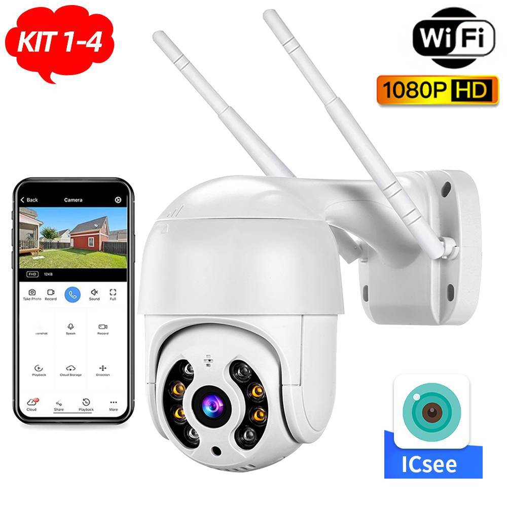 Smart Câmera IP ICSEE A8 Externa Hd Wifi Dome Rotativa Visão Noturna 2 Antena