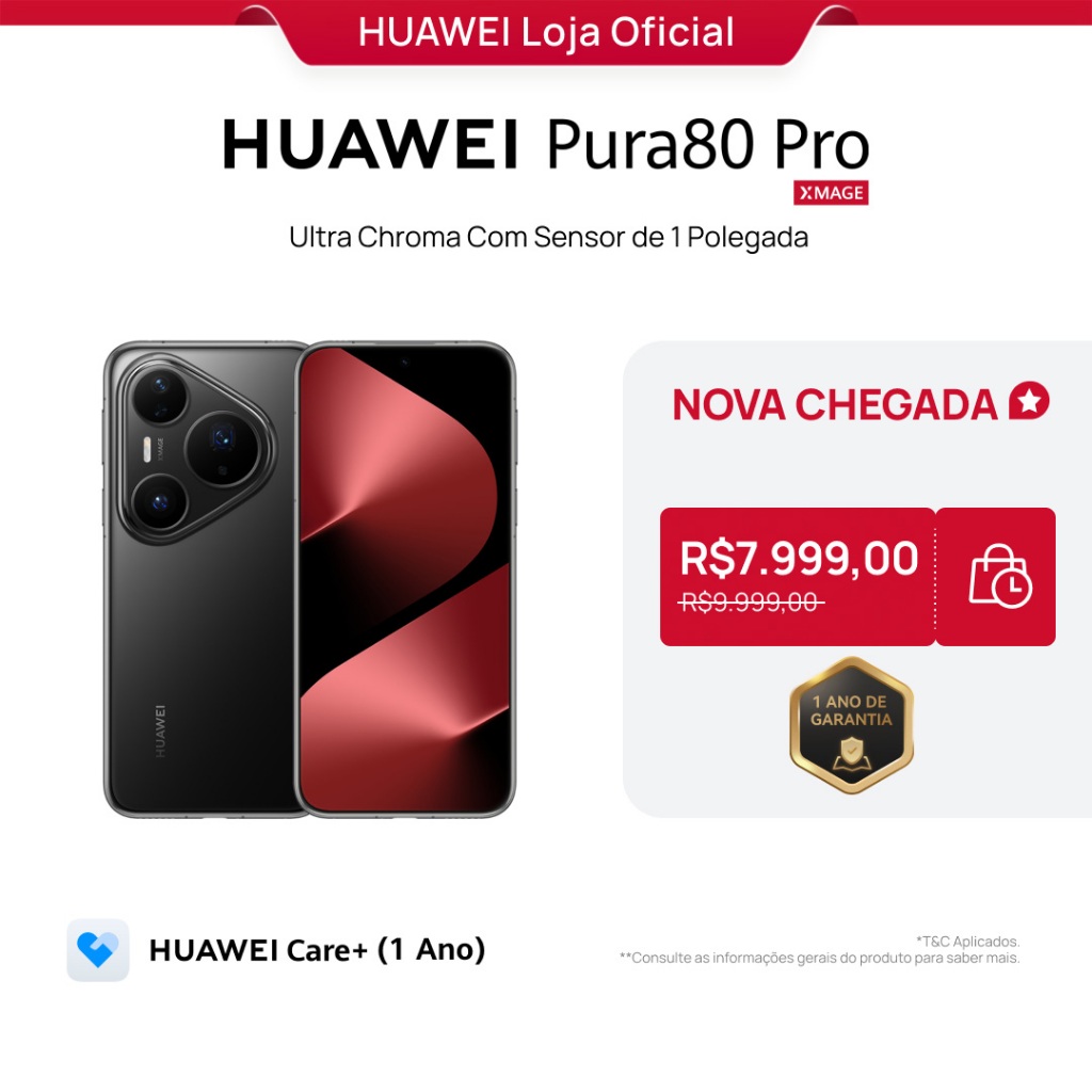 HUAWEI Pura 80 Pro | Celular | 12GB+512GB | Câmera Ultra-iluminação de 1 Polegada | 5170 mAh