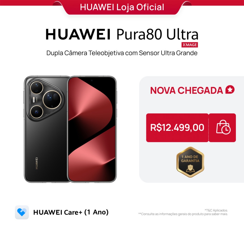 HUAWEI Pura 80 Ultra | Celular | 16GB+512GB | Câmera Teleobjetiva Dupla Alternável | 5170 mAh