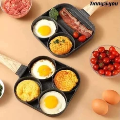 Frigideira Antiaderente 3/4 Furos Divisórias Fritar Ovo Lanche Hambúrguer Panelas Multiuso NOVEVE