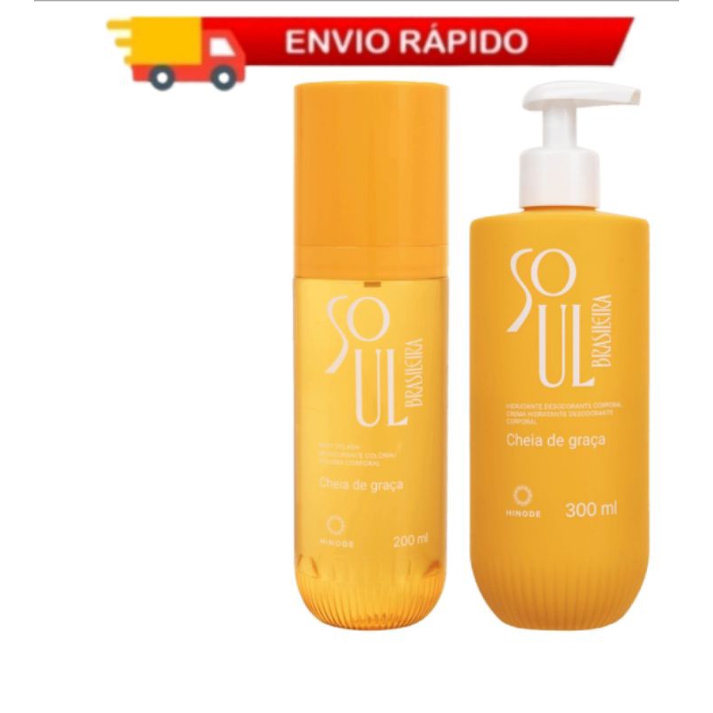 Kit Body Splash 200ml + Hidratante Corporal 300ml Soul Brasileira Cheia De Graça Hinode - Lançamento 2025