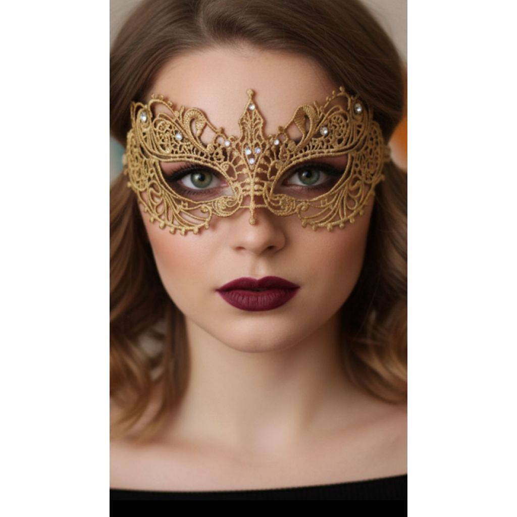 Mascara dourada 50 Tons de Cinza  Strass Bailes Eventos Halloween Festas Carnaval cristal